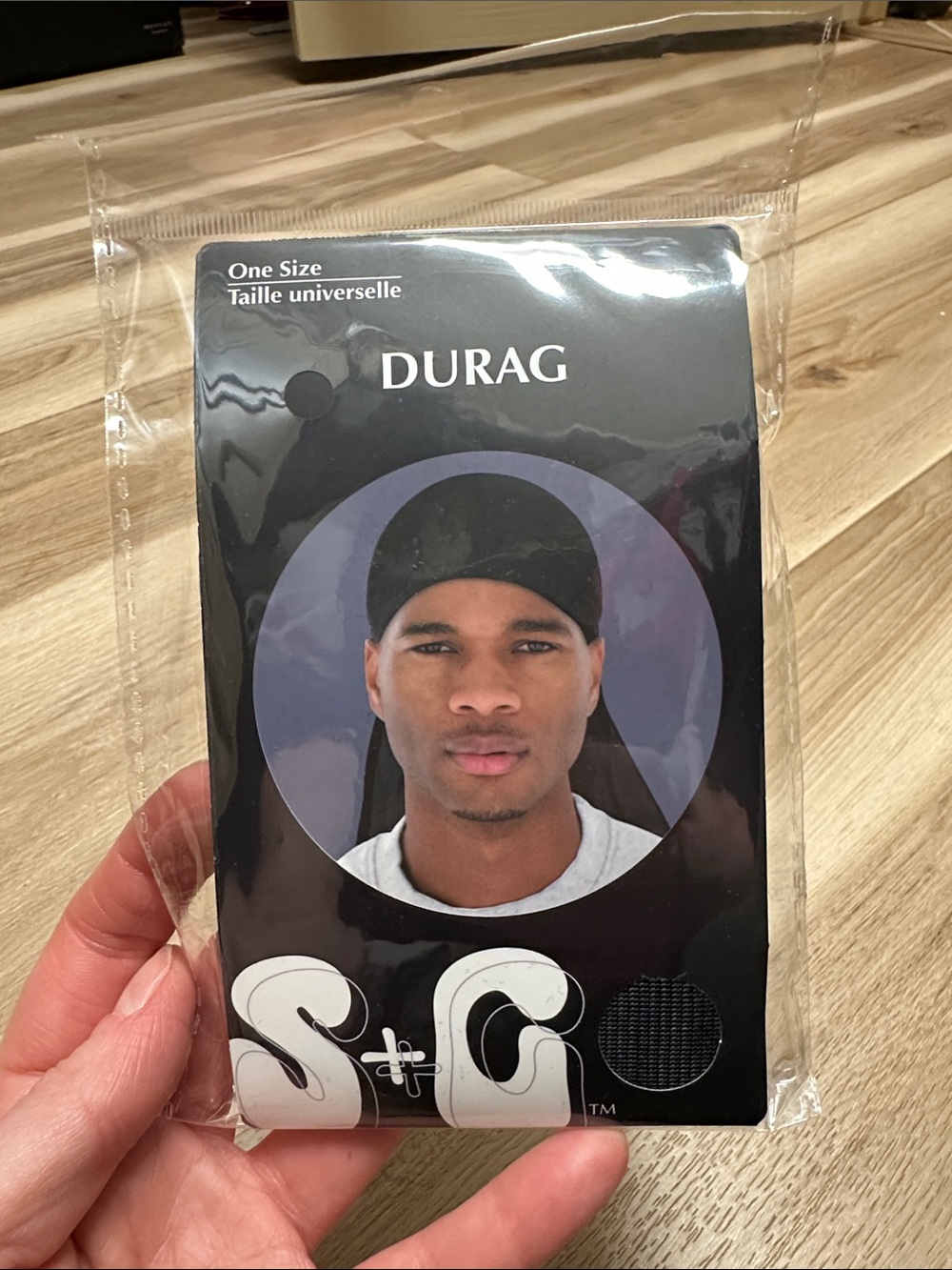 NEW S+G Solid Black Durag Headwrap - One Size Fits All Unisex Wave Cap NIP